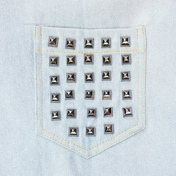 NWT POL Denim Studded Overall Side Pockets Shorts - Picture 10 of 11